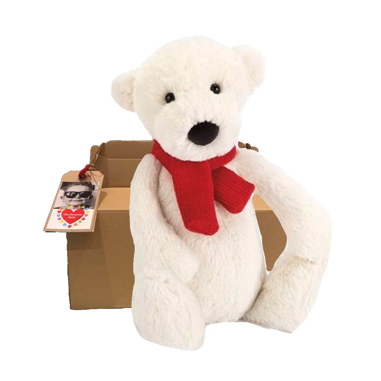 Jellycat Bashful Polar Bear with Red Scarf Retired 2020 Thorbourne Baby